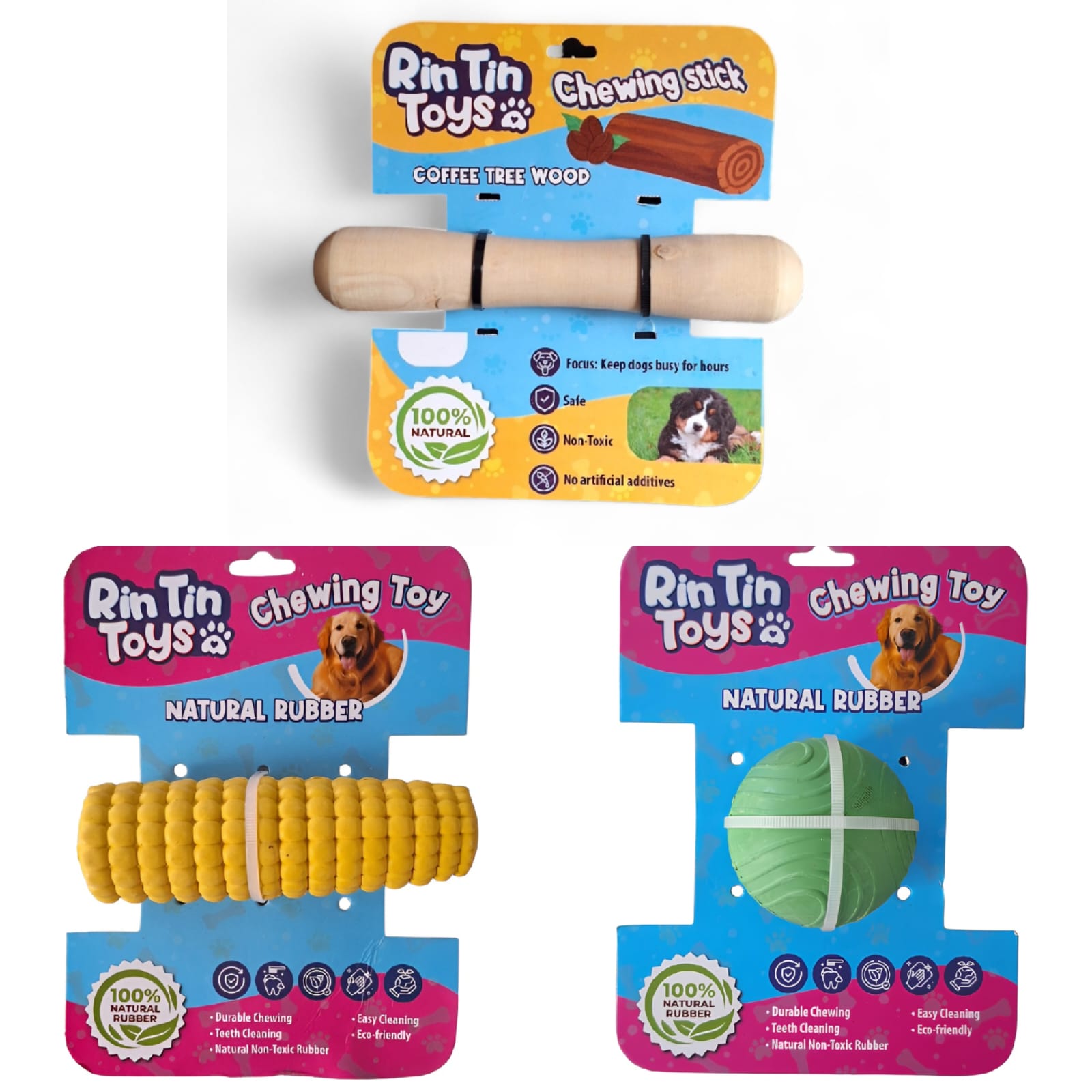 Combo Palito de Madera, Pelota y Juguete